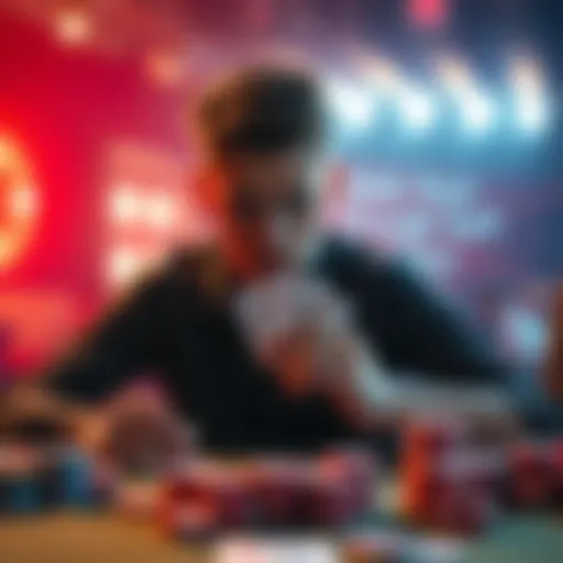 A person sits at a poker table looking anxious while holding playing cards, reflecting inner struggles with fear and anxiety in a poker game.