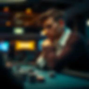 Poker player reflecting on dreams A poker player deep in thought at a table, contemplating their aspirations and motivations in the game.
