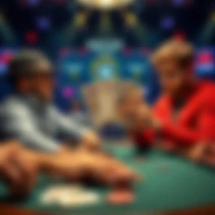 Player shoving all-in with pocket threes in poker tournament A poker player pushes all-in with pocket threes while another player considers their call with pocket kings.
