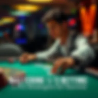 Poker player strategizing at a table A focused poker player analyzing their cards and betting options at a 1/3 poker table