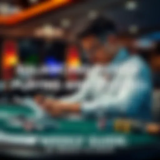 A focused poker player reviewing notes and strategies at a table with cards and chips nearby