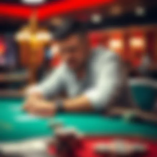 A confident poker player with a calm demeanor sitting at a poker table, focused on the game, creating an impression on opponents.