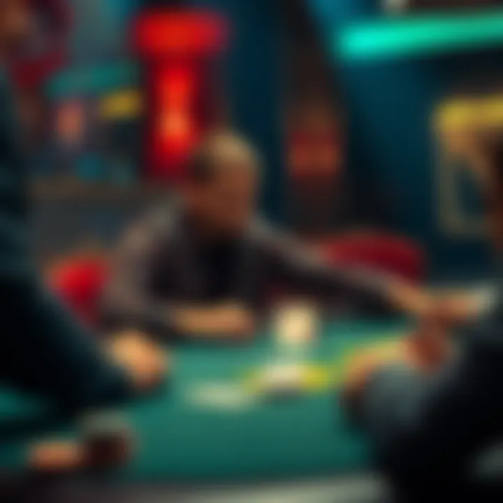 Poker player at the table A tense moment at a poker table with a player contemplating their next move after a surprising river card