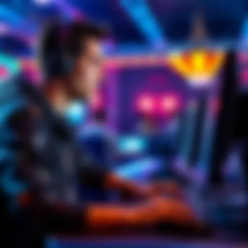 A focused poker player at a computer using a VPN to access online poker games while in a restricted state.
