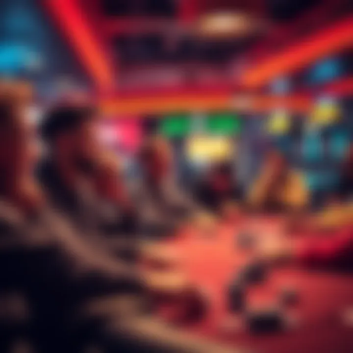 Poker Players in 24-Hour Gaming Room A group of poker players engaged in a marathon session at a 24-hour poker room, showing intense focus and excitement