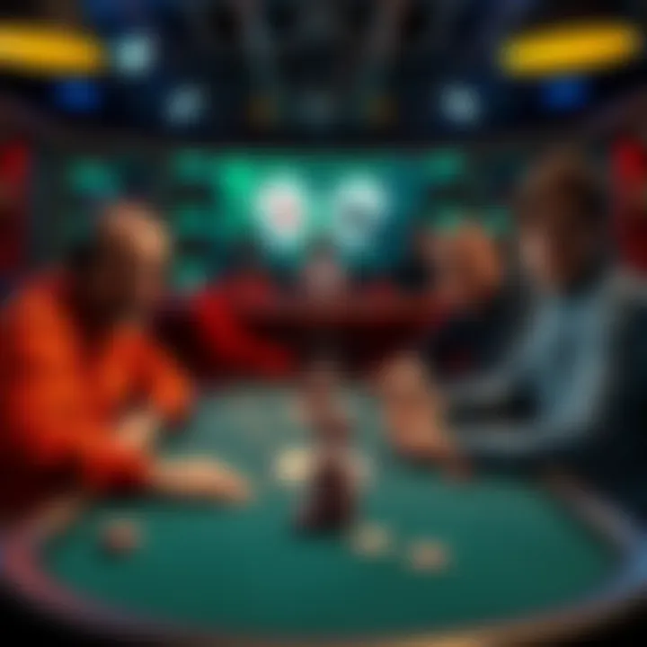 Poker players at a 4-handed table Four poker players competing at a table in a tournament