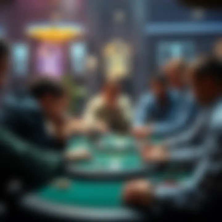 Group of players engaged in a No-Limit Hold'em cash game, focused on their cards and chips