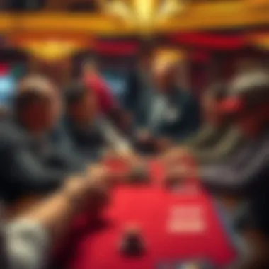 Poker players discussing frustrations Group of poker players at a table expressing their opinions about dealers and floor staff