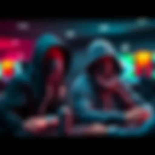 Two poker players at a tournament wearing hoodies and scarves to hide their expressions
