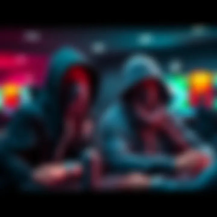 Two poker players at a tournament wearing hoodies and scarves to hide their expressions