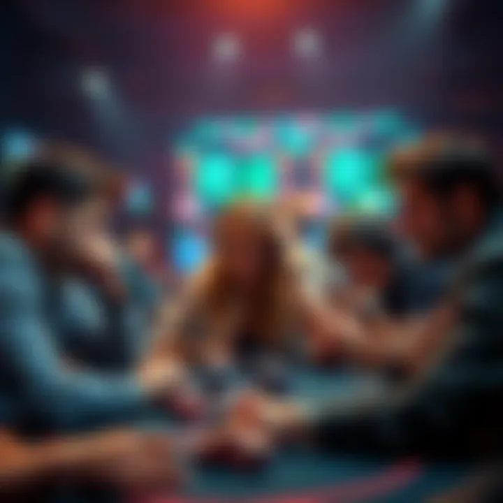 Group of poker players showing frustration over repetitive music during a tournament at GGPoker