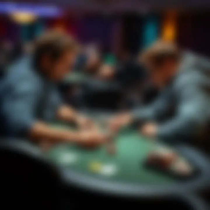 A mid-30s aggressive grinder and a late-20s unknown player facing off during a poker hand at a low-stakes table.