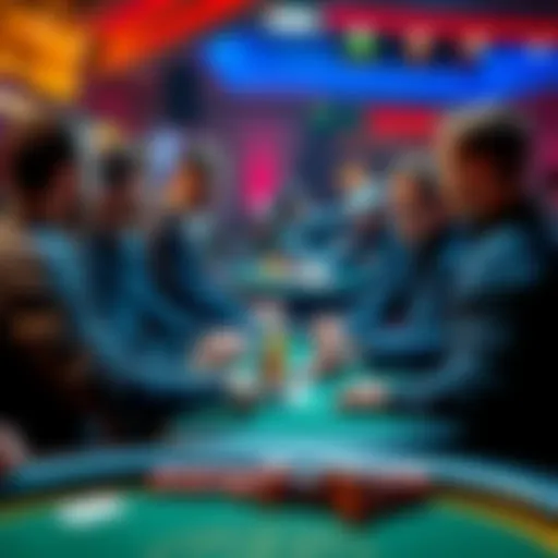 Group of poker players discussing their journeys and challenges in a relaxed setting