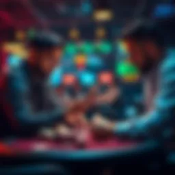 Poker players discussing strategy Two poker players analyzing their cards and discussing the strategy of 3-betting preflop at a poker table