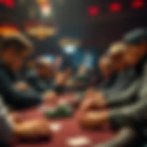 Group of poker players analyzing chips and cards at a table discussing running it once or twice