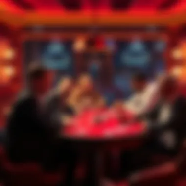 Group of players at a poker table A group of players engaged in a poker game, showing friendly interactions and proper etiquette