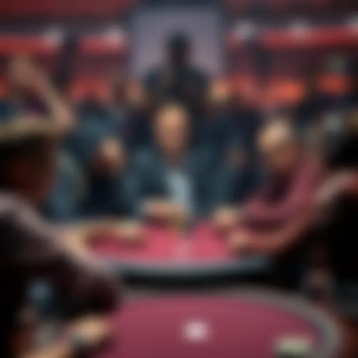 A group of poker players seated around a table, some showing discomfort while being filmed during a game, capturing a moment of tension and privacy concerns, with cameras in the background.