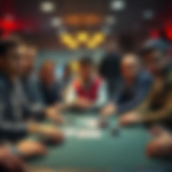 A group of poker players engaging in a game at a table, showing a mix of expressions as they play and strategize, reflecting on their skills and success rates.