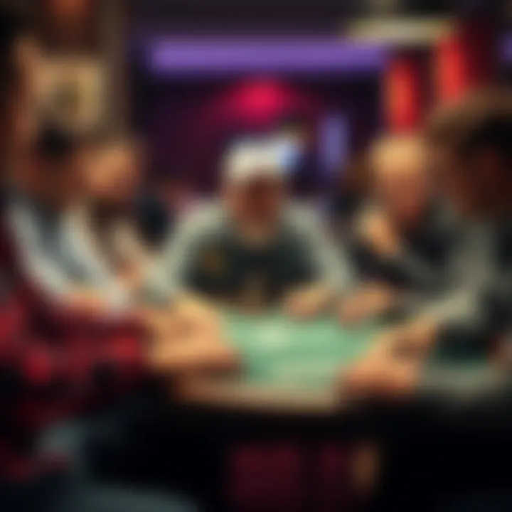 A group of poker players at a table showing mixed expressions of frustration and focus during a game