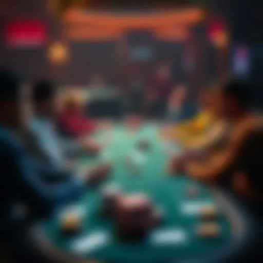 A group of players sitting around a poker table, strategizing their moves during a live low limit poker game