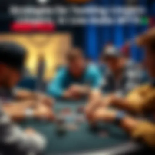 A group of players sitting at a poker table with chips and cards, focused on their hands while dealing with multiple limpers in a low-stakes MTT.