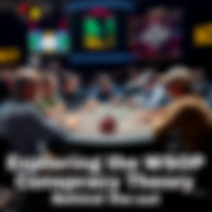 Poker players at the WSOP A group of poker players sitting around a table at the World Series of Poker, discussing strategies and decisions during a tense game.