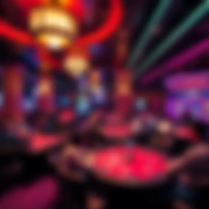 Interior view of a lively poker room in Las Vegas with players at the tables and vibrant atmosphere