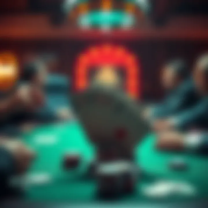A tense poker scene showing a player with pocket 8's versus an opponent with quads on the table, illustrating the intense stakes of the game.