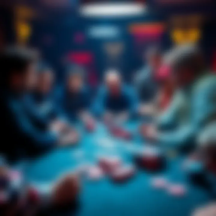 Group of poker players at a table discussing whether to run the turn twice, with cards and chips in front of them