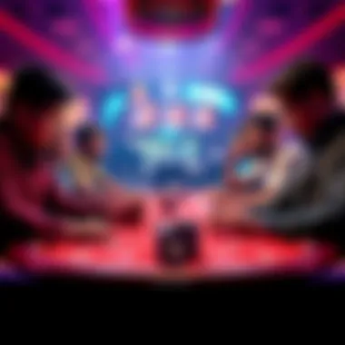 Poker Strategy Session A group of players analyzing poker hands and strategies at a table