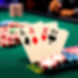 A hand of suited connectors displayed on a poker table, showing the potential advantages over high pairs like Aces and Kings.