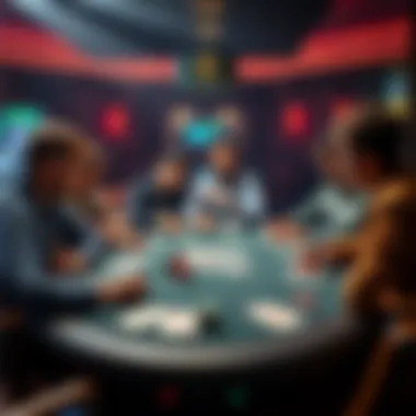 Players gathered around a poker table playing 6 Card PLO with double boards.