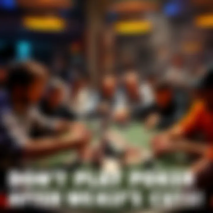A chaotic scene at a poker table with players nervously pushing all their chips in after a weekly event, showcasing impulsive betting decisions.
