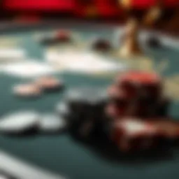 A poker table showing chips and cards, highlighting the contrast between wealth and luck in poker games.