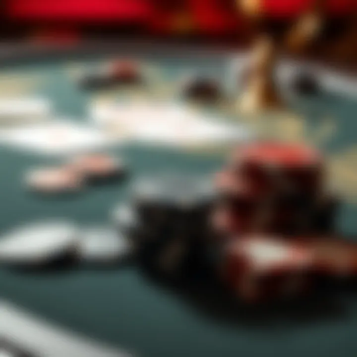 A poker table showing chips and cards, highlighting the contrast between wealth and luck in poker games.