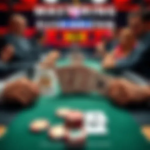 A poker table displaying chips and two cards, with players intently focused on their hands, showcasing a $1/$2 Rush and Zoom game setting.