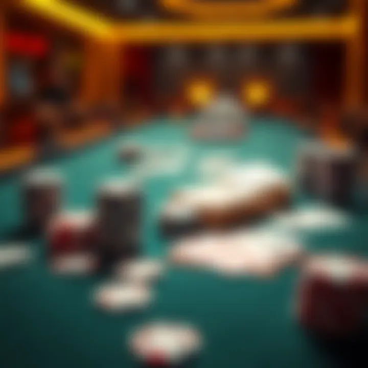 A poker table displaying cards and stacks of chips after a key hand in a cash game