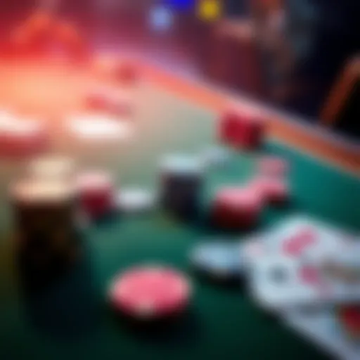 A poker table setup showing colorful chips and playing cards, illustrating the connection between poker sayings and daily life.