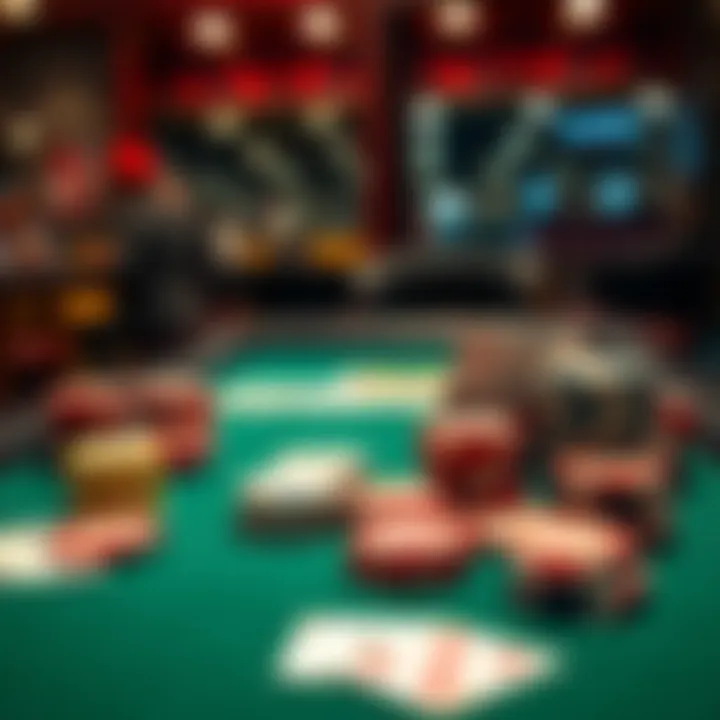 A poker table set with chips and playing cards, ideal for Pot-Limit Omaha games, representing top cities for poker lovers.