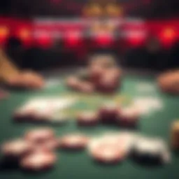 A poker table showing cards and chips, illustrating a strategic moment in a game where players consider cold flatting 3bets.