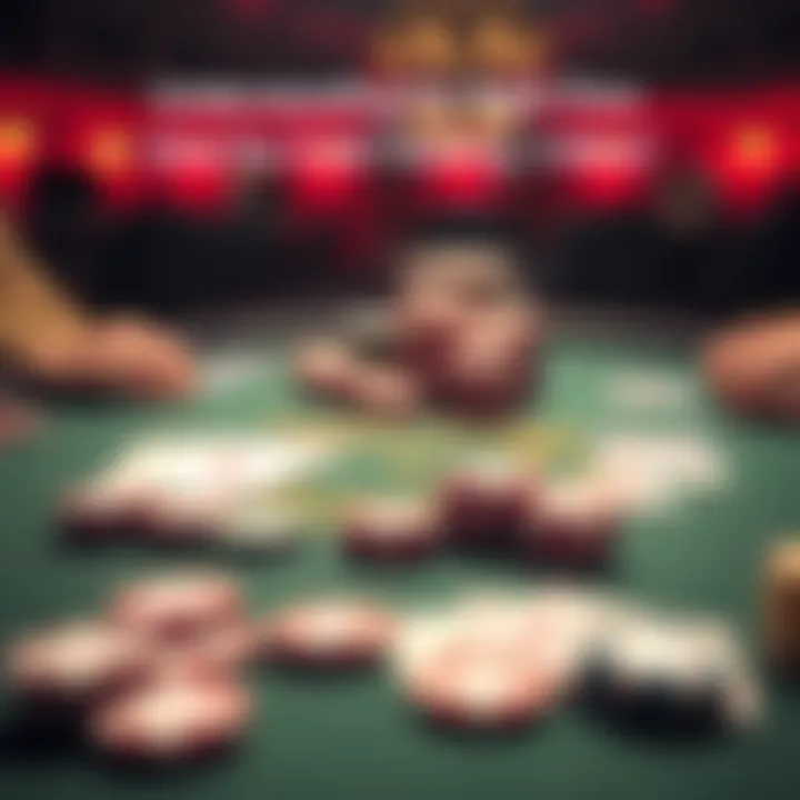 Poker table with chips and cards A poker table showing cards and chips, illustrating a strategic moment in a game where players consider cold flatting 3bets.