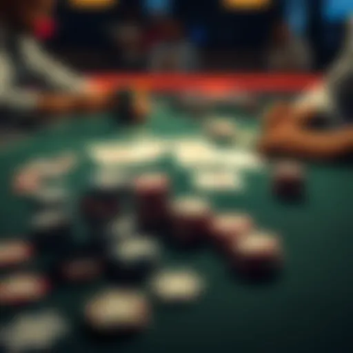 A poker table showing chips and playing cards, capturing the tension of a player considering a bluff in a low-stakes game.