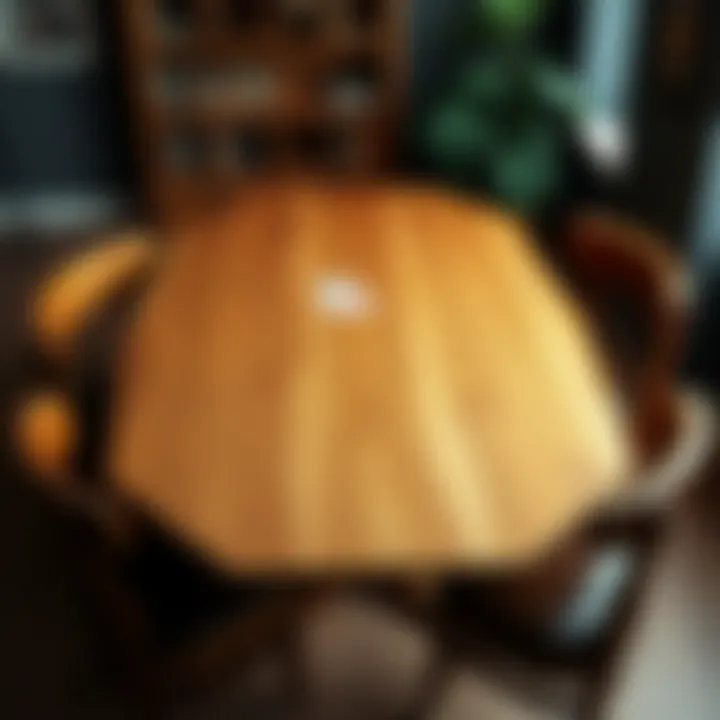 Dual-purpose poker table A handcrafted poker table made of oak plywood, serving as both a poker space and coffee table, showing unique character and design.
