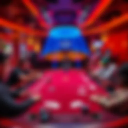 A vibrant poker table surrounded by players at Hard Rock Tampa, showcasing chips, cards, and an energetic casino atmosphere.