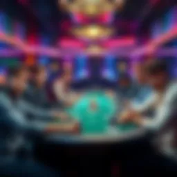 A group of players at a poker table looking concerned about high rake fees in a European club setting