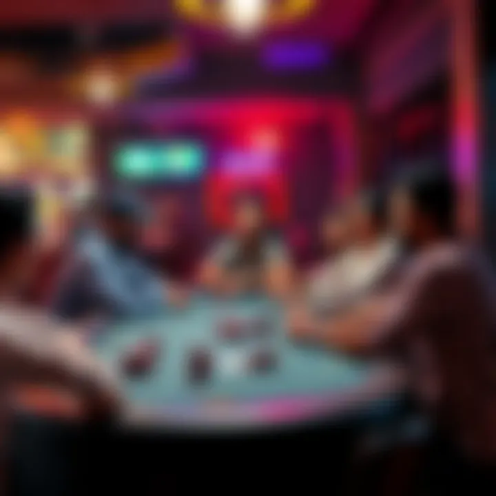 A group of people playing poker at a table in a vibrant Houston venue