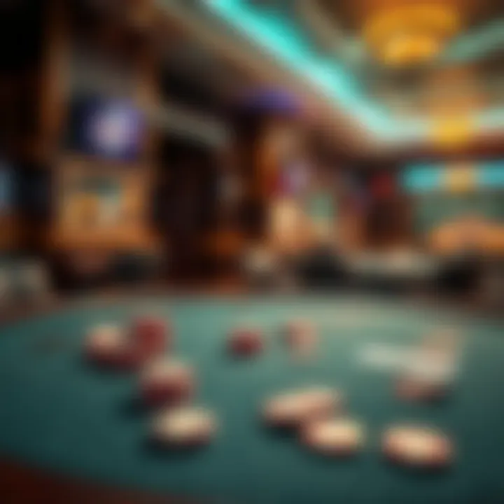 Poker table at local club A poker table with chips and cards in a local club setting