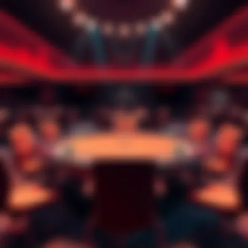 An empty poker table with chairs around it, signifying the absence of players during a mini main event, highlighting the controversy in the poker community.