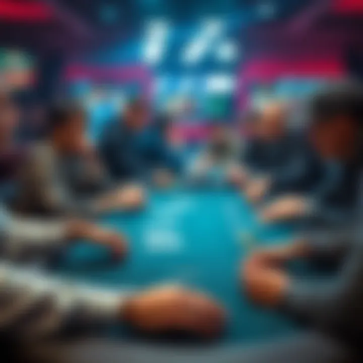 Players focusing on their cards and chips at a poker table