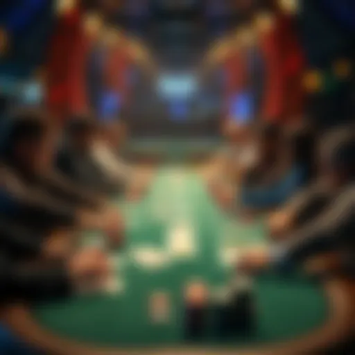 A poker table with players engaged in a game, some adopting tight strategies while others play loose, set in a soft high rake environment.